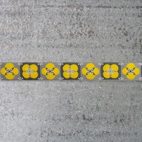 2-1/2 yard Remnant : LFNT Ribbon : Floral Tiles - Yellow on Gray