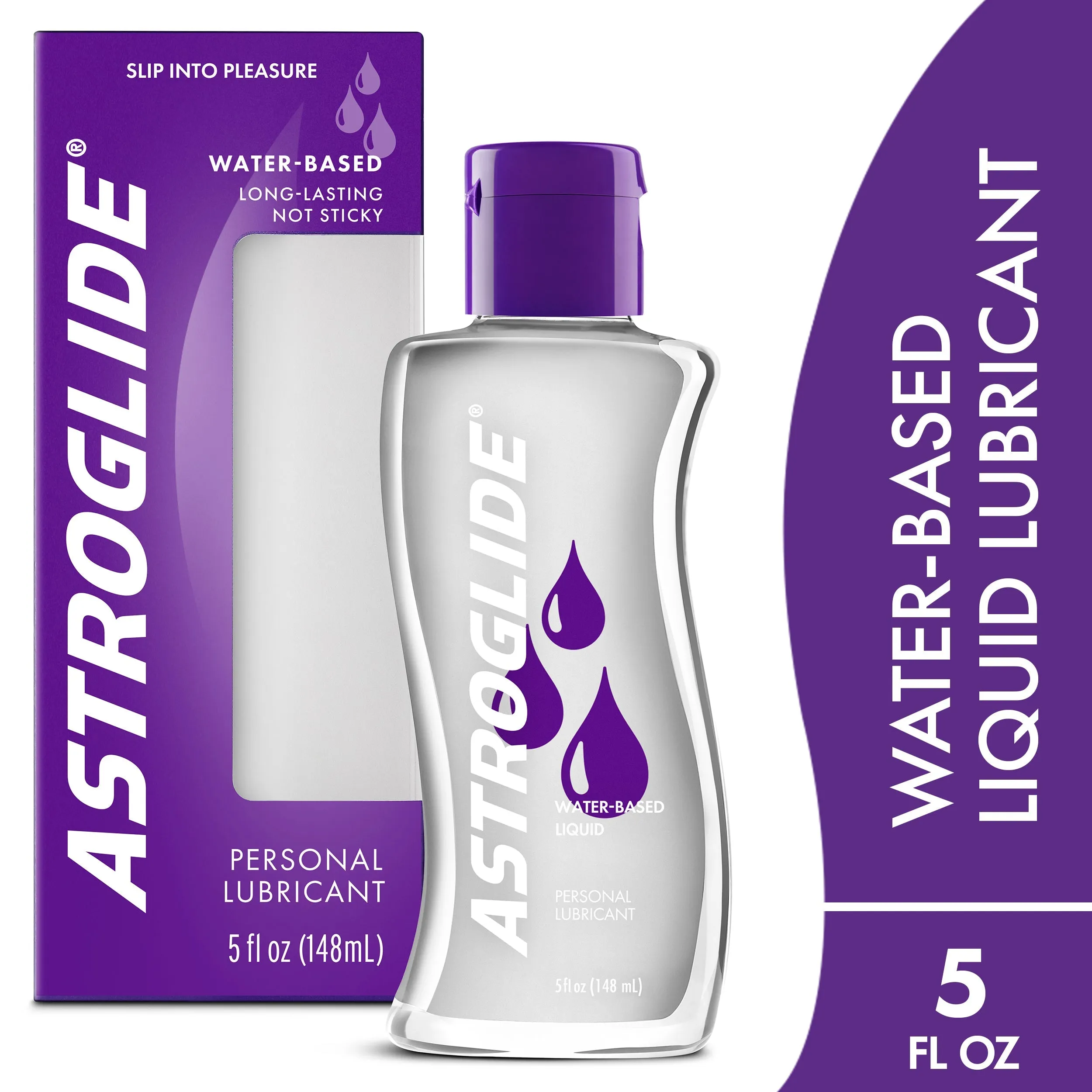 Astroglide Liquid Water Based Personal Lube, for Men, for Women, Condom Compatible Lube, 5oz