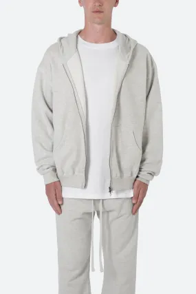 Basic Zip Up Hoodie - Grey