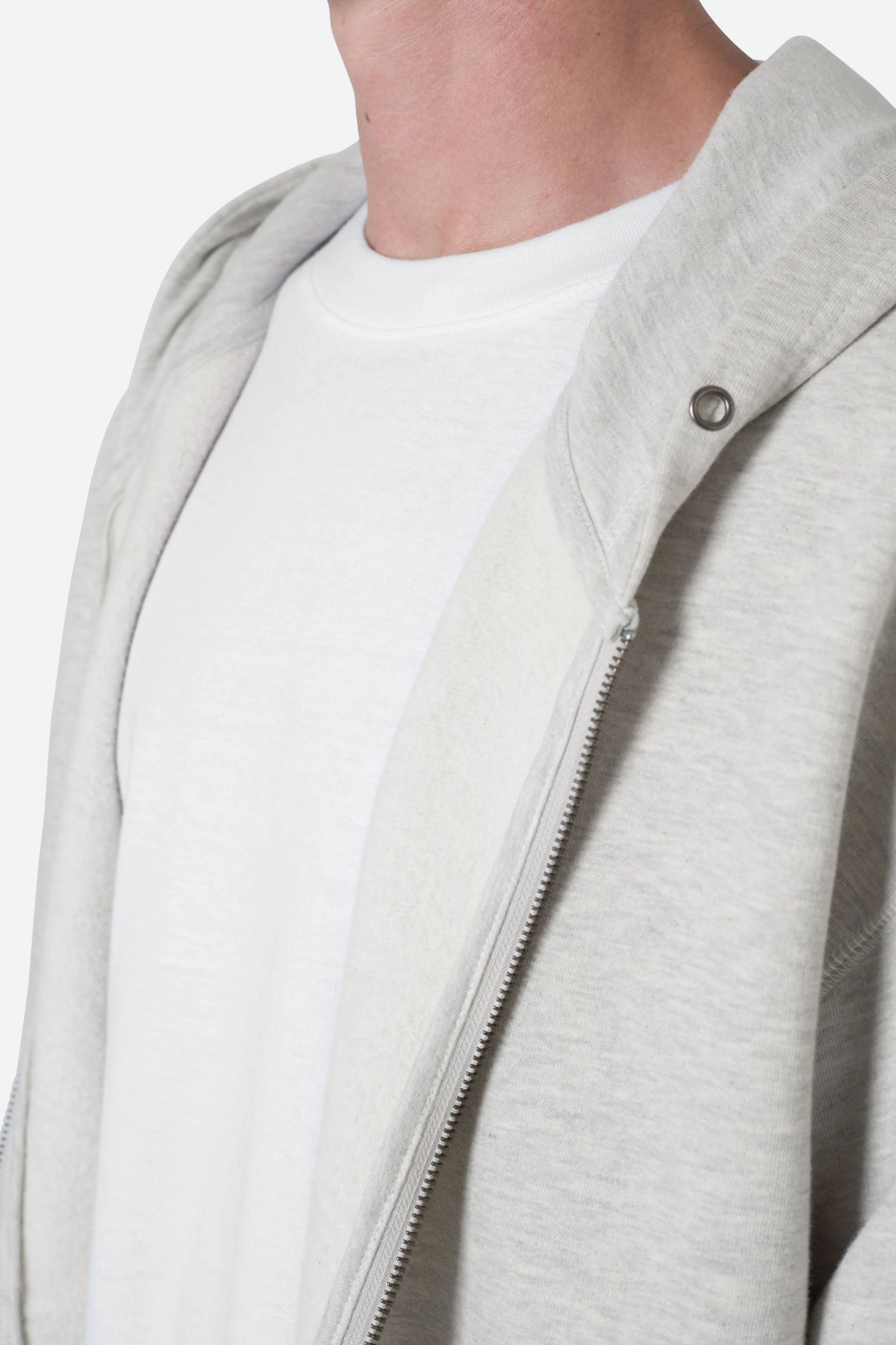 Basic Zip Up Hoodie - Grey