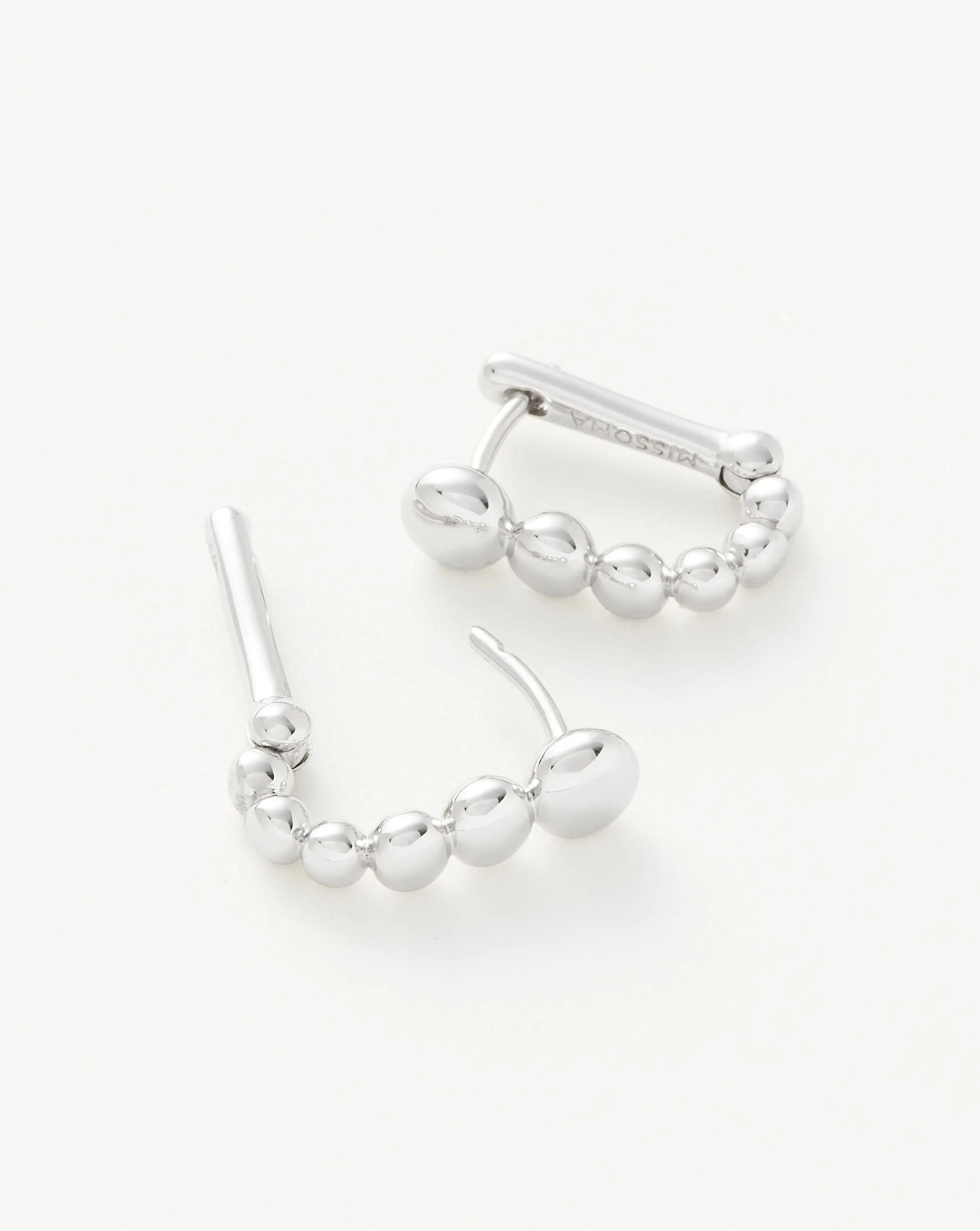 Beaded Ovate Huggies  | Sterling Silver