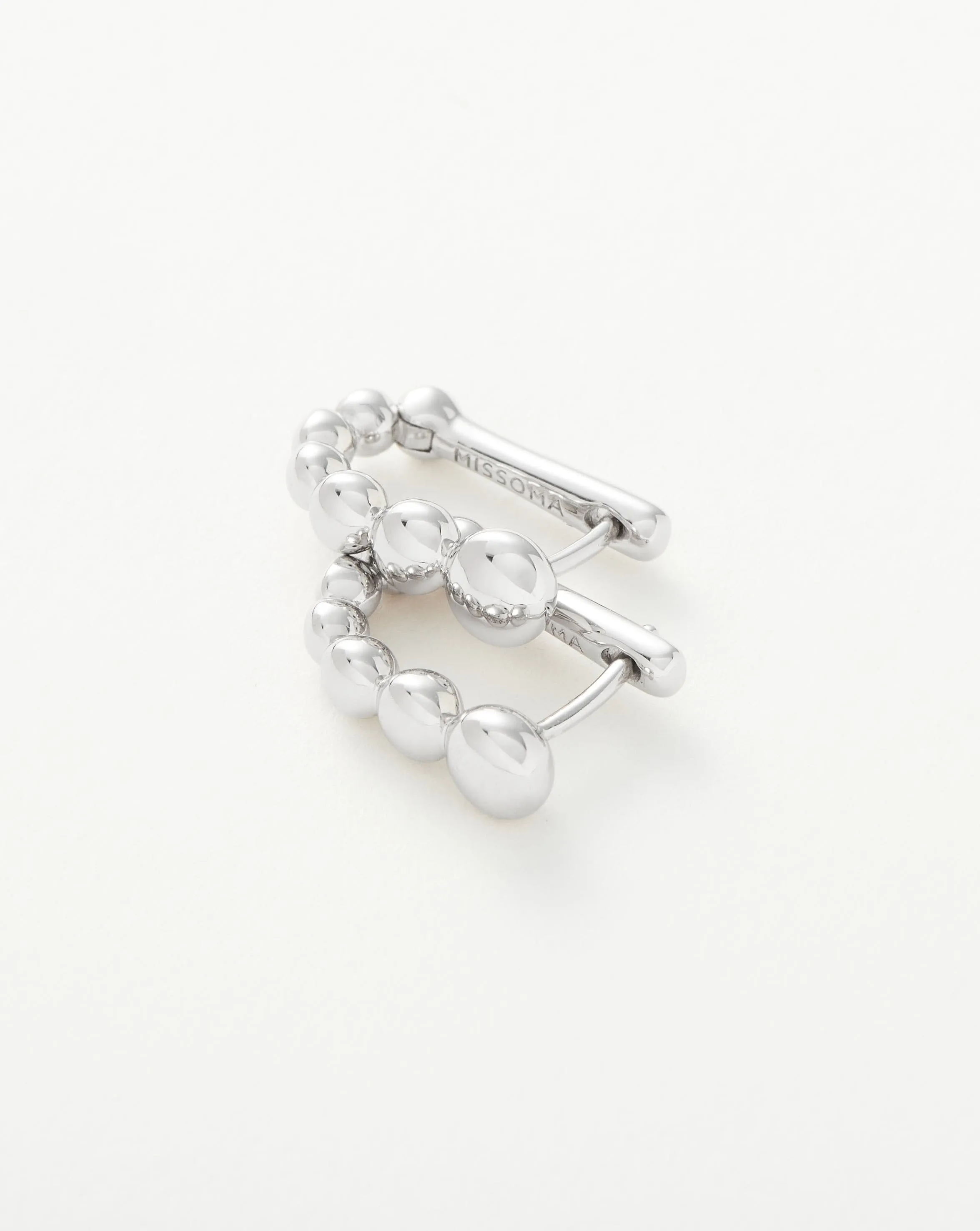 Beaded Ovate Huggies  | Sterling Silver