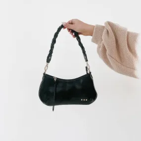 Black Braided Vegan Leather Crossbody & Shoulder Bag