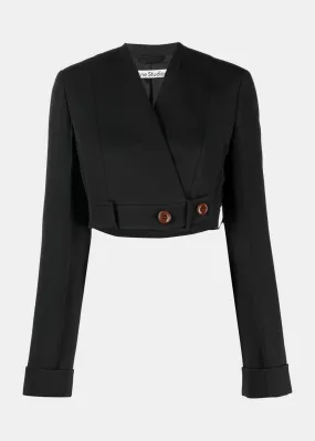 Black Cropped Suit Jacket