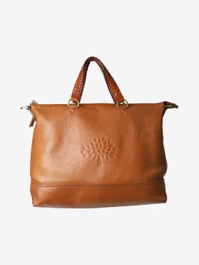 Brown tote bag with braided handle