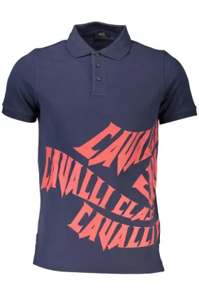 Cavalli Class Blue Cotton Men Polo Men's Shirt