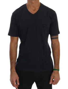 Daniele Alessandrini Chic Blue V-Neck Cotton Men's Tee