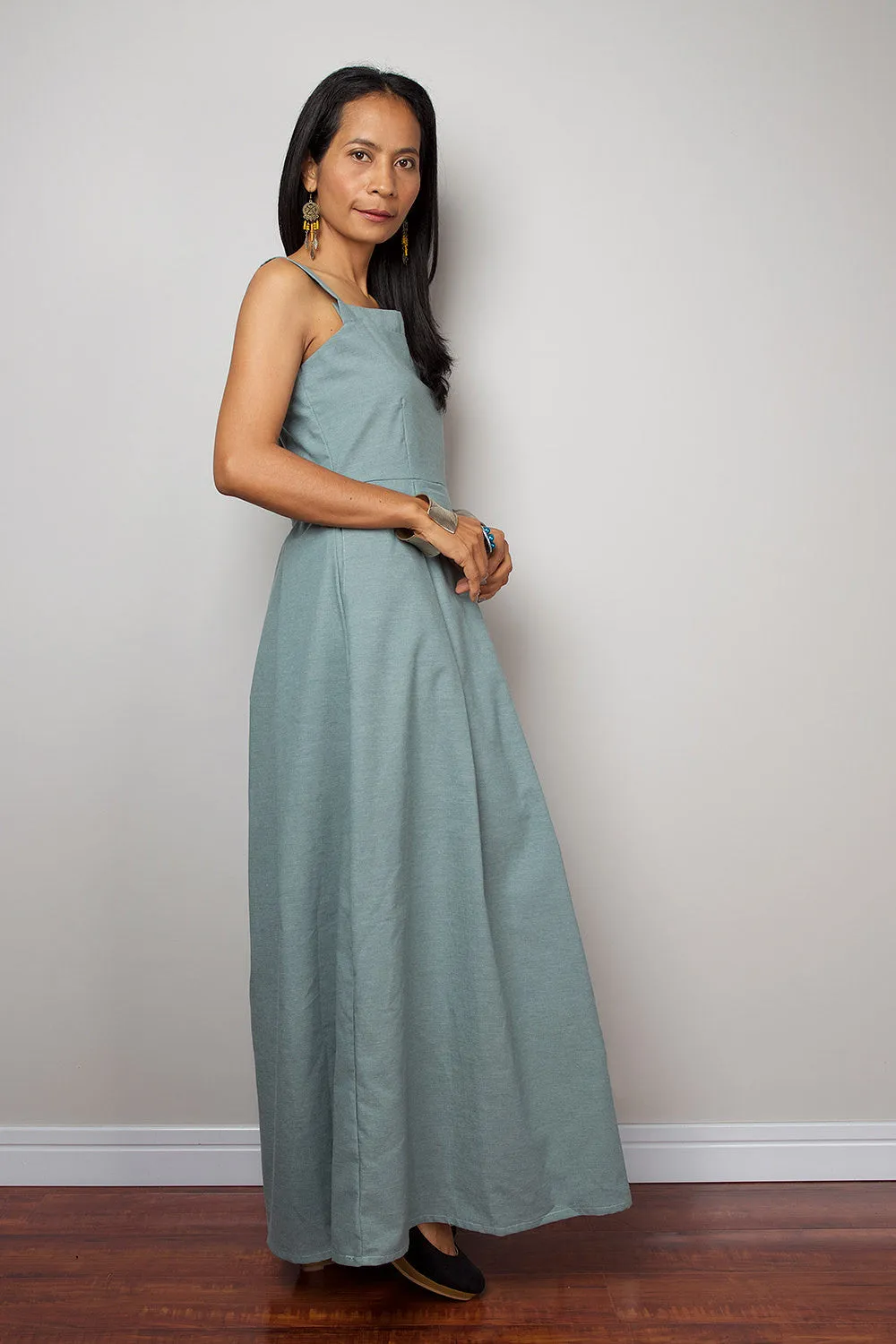 Denim Dress / Long Cotton Denim Summer Halter dress :  The Denim Collection no. 2