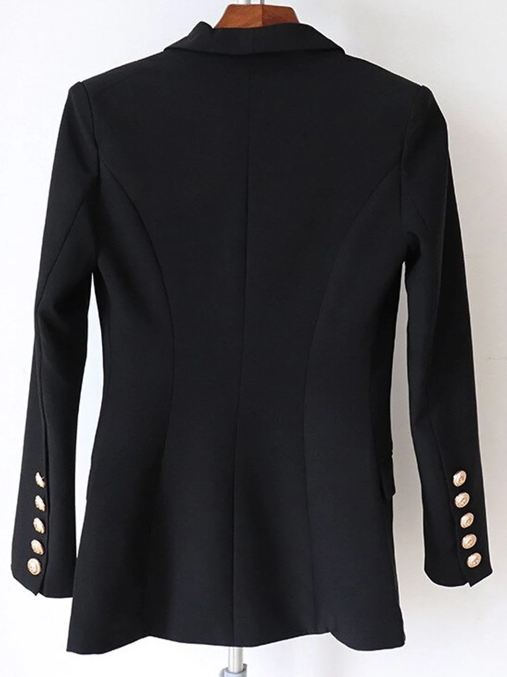 Double-Breasted Long Blazer in Black