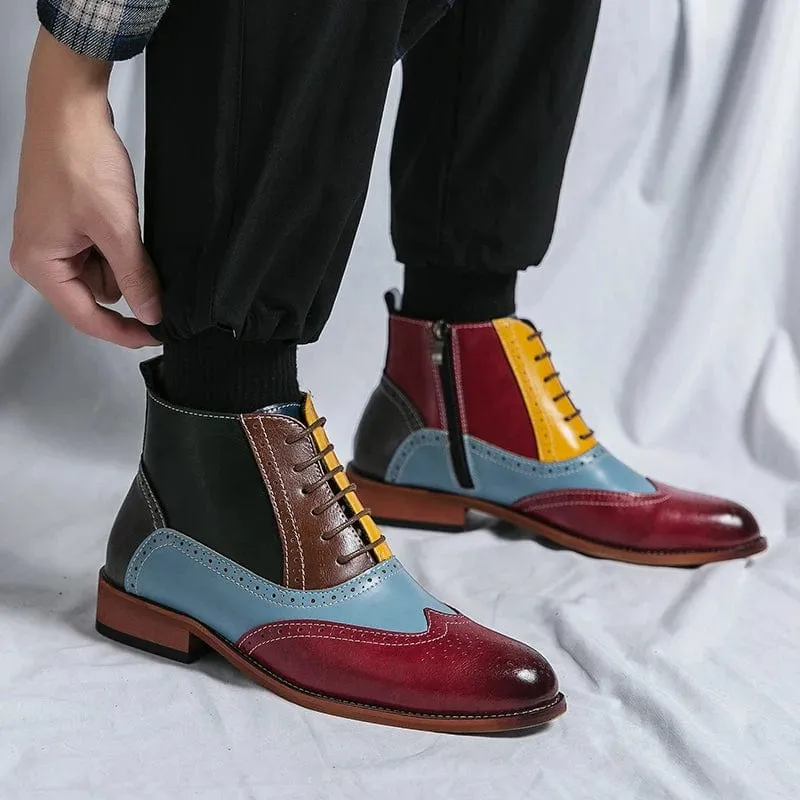 Handmade Men's Multicolor Leather Chelsea Boots | Luxury Designer Ankle Dress Shoes for Business and Formal Wear