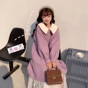 Kawaii Single-breasted Puff Sleeved Maxi Woolen Coat