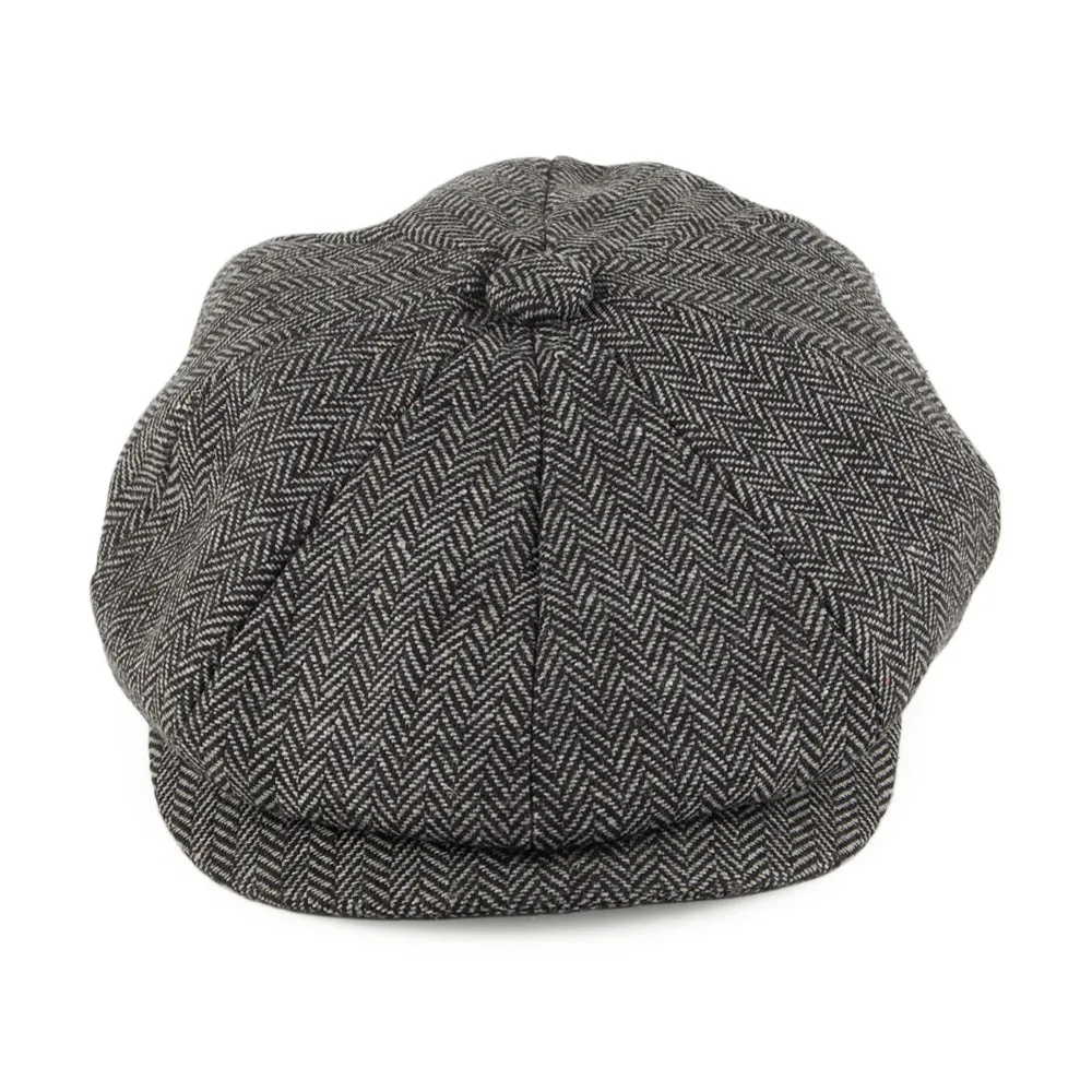 Kids Herringbone Newsboy Cap - Charcoal