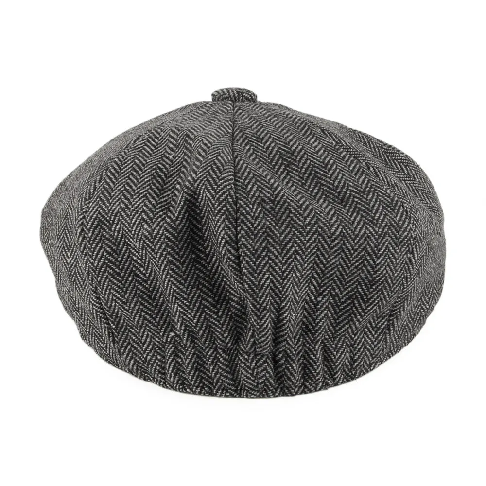 Kids Herringbone Newsboy Cap - Charcoal