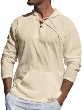 Men Cross Straps Hooded Top