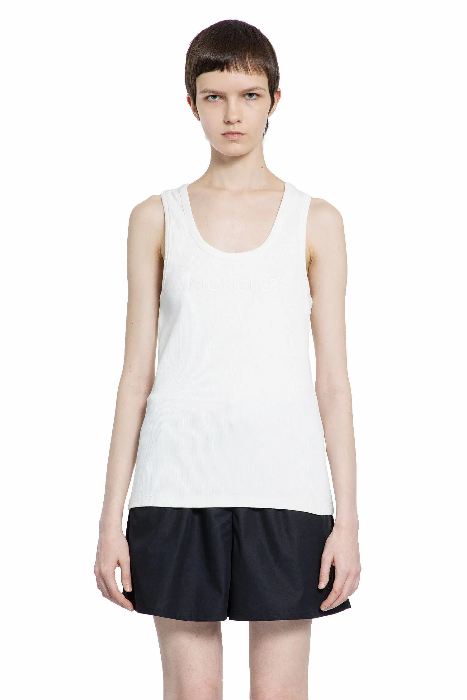 MONCLER WOMAN WHITE T-SHIRTS & TANK TOPS