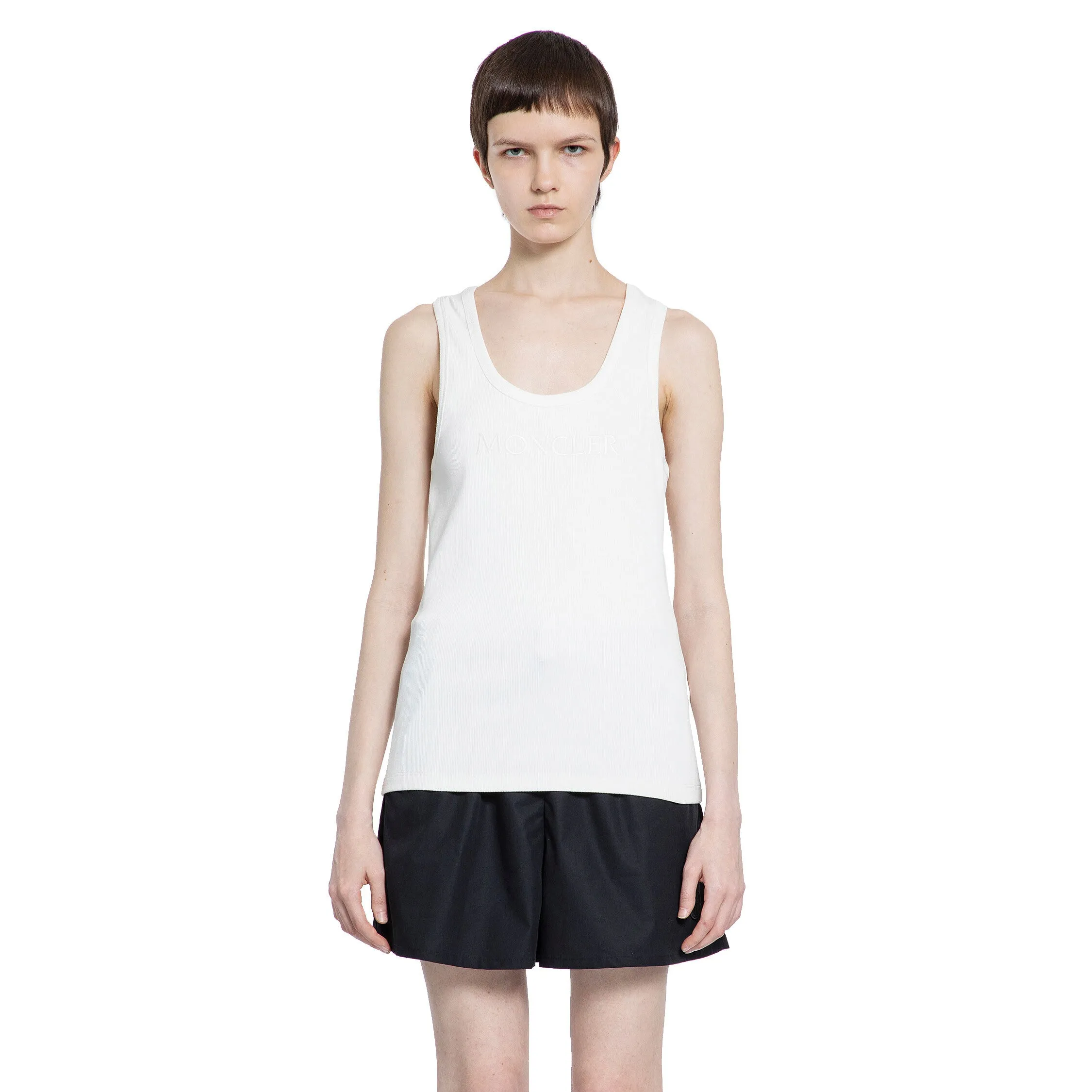 MONCLER WOMAN WHITE T-SHIRTS & TANK TOPS