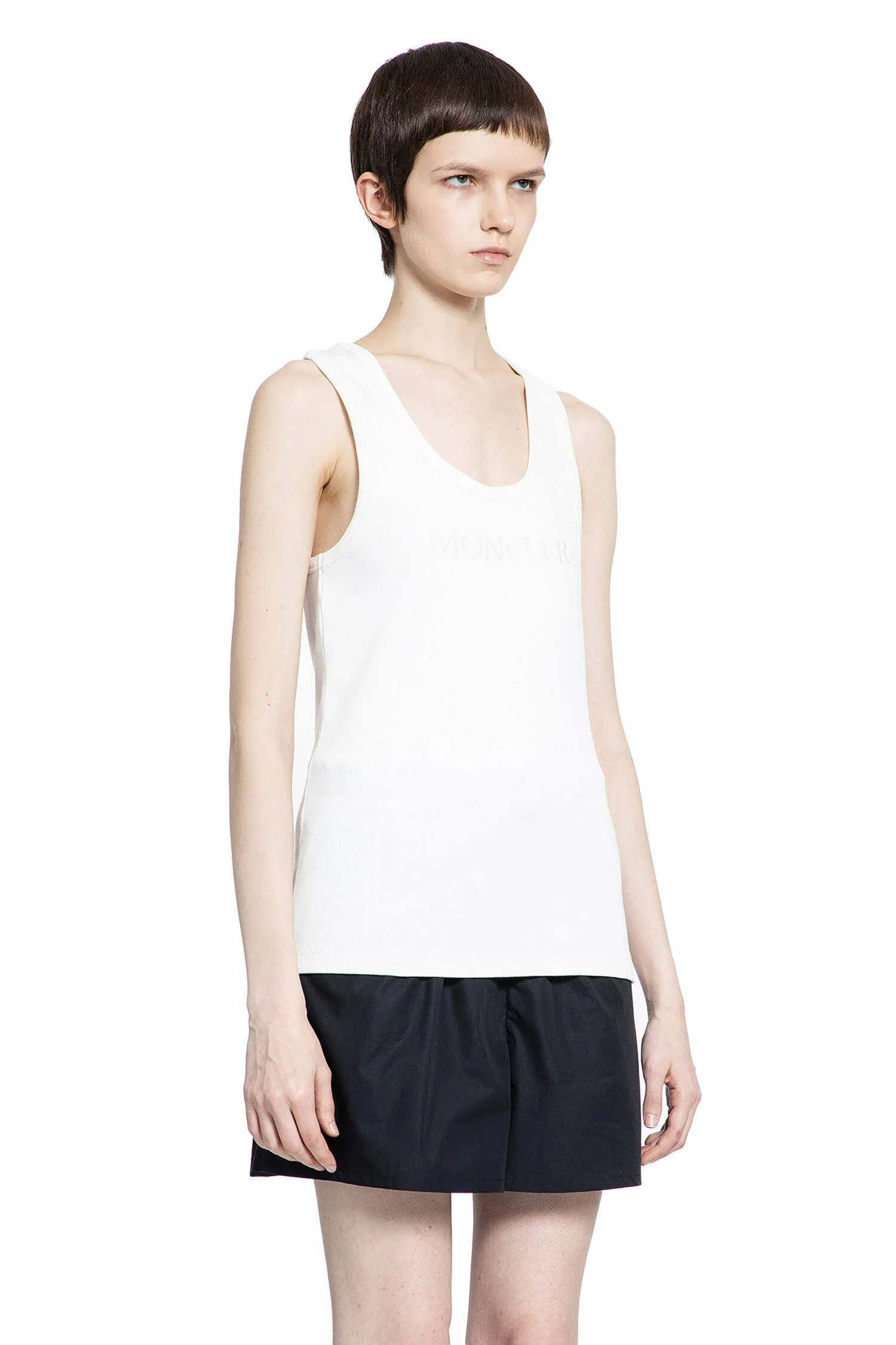 MONCLER WOMAN WHITE T-SHIRTS & TANK TOPS