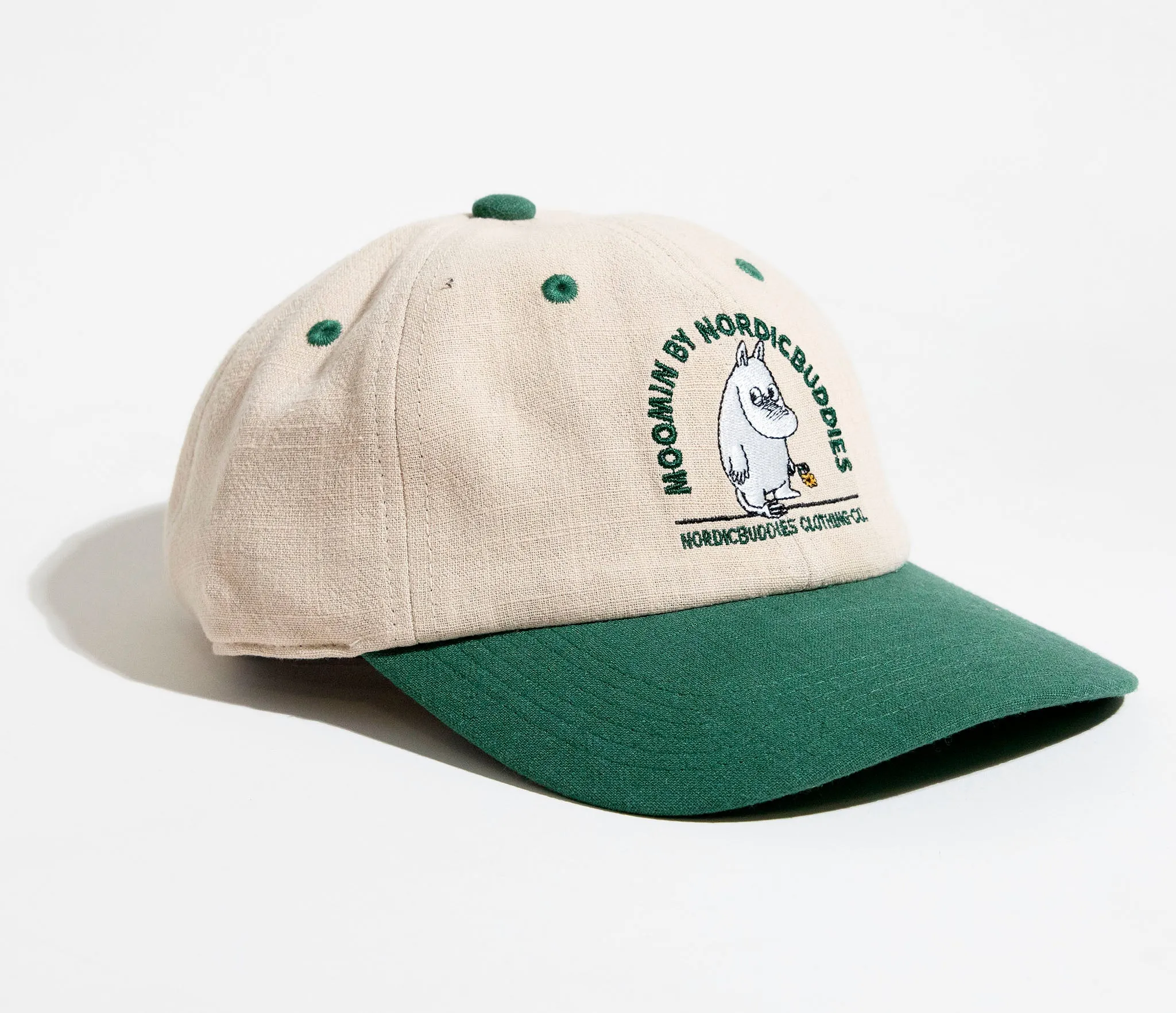 Moomintroll's Flower Adult Cap - Beige and Dark Green