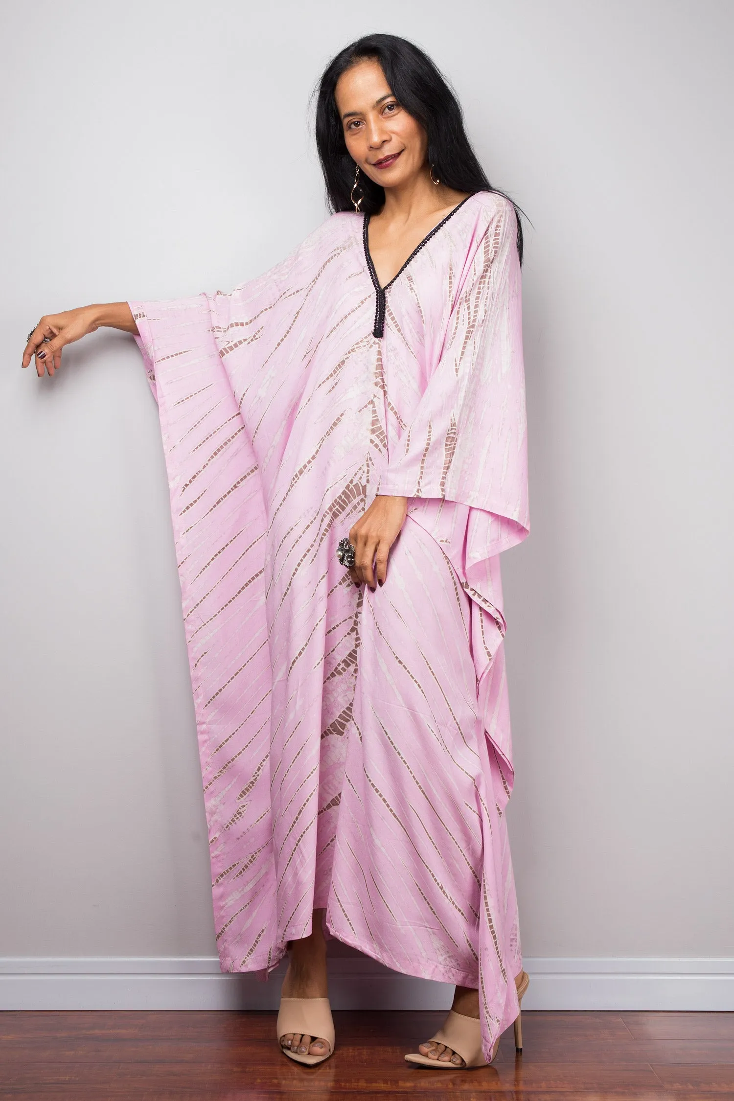 Pink Cotton kaftan, Tie dye dress, resort beachwear caftan, Summer kaftan