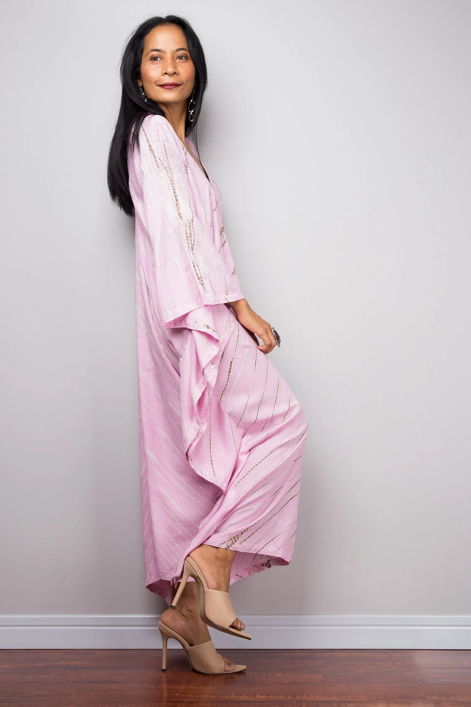 Pink Cotton kaftan, Tie dye dress, resort beachwear caftan, Summer kaftan