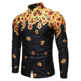 Sun Flower Print Casual Shirt For Men