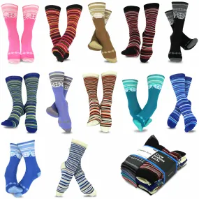 TeeHee Socks Women's Casual Polyester Crew Nordic/Ministripe 12-Pack (1119398)