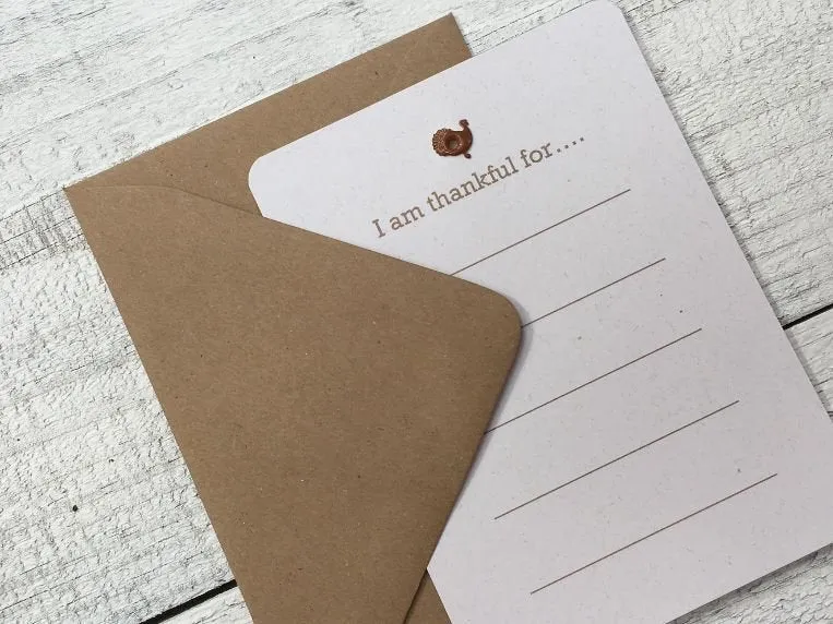 Thankful Stationery - Thankful Cards - Thanksgiving Cards - Turkey Cards - I Am Thankful - Thanksgiving Dinner - Thanksgiving Party