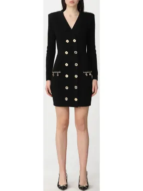 Women’s Double-Breasted Knit Mini Dress with Charm Details